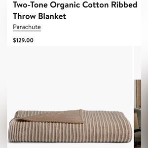 NEW Parachute Striped Cotton Throw Blanket - Tan and Cream